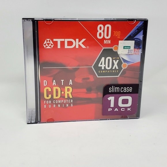 TDK Data CD-R 10 Pack Slim Case 80 min 700MB 40X - Picture 1 of 3